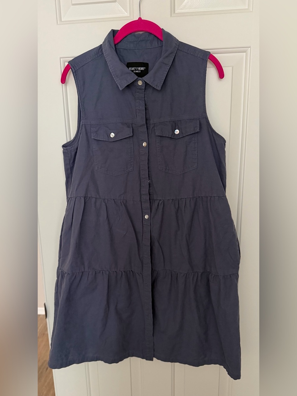 Velvet Heart Navy Button-Front Shirt Dress